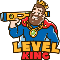 Level King logo and cartoon mascot before AI character transformation