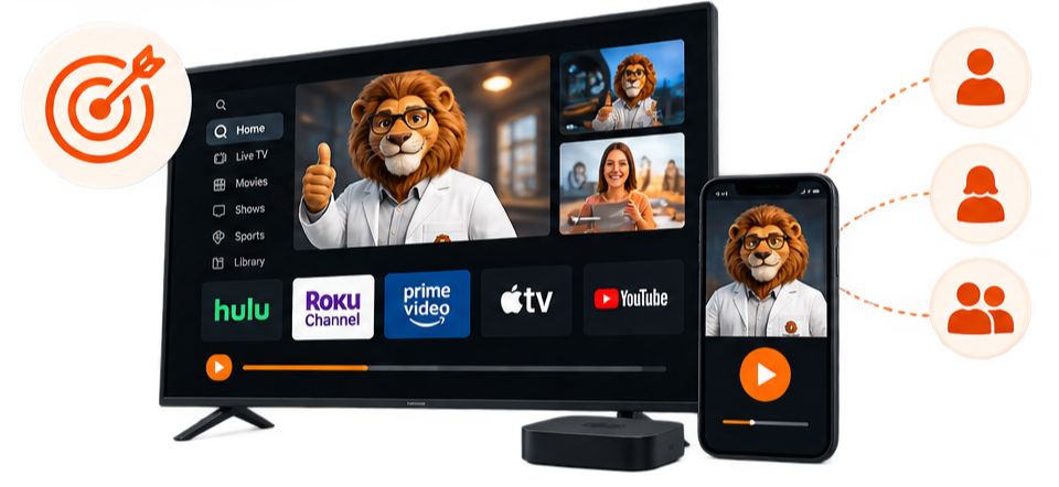MascotLab AI mascot advertising shown across streaming TV and connected TV platforms