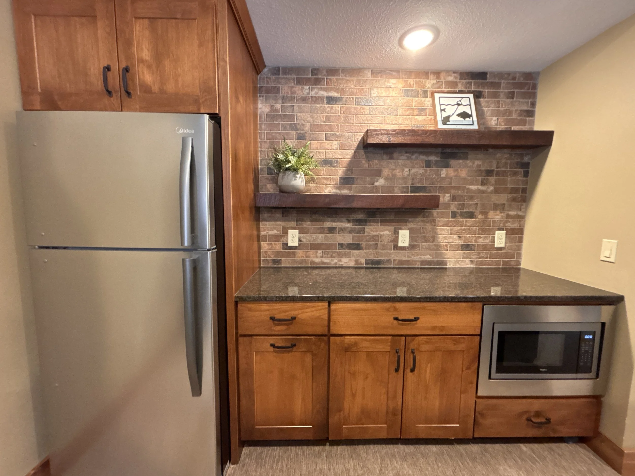 Second Floor Living Room - Dry Bar Kitchenette with Full Sized Refrigerator and Microwave