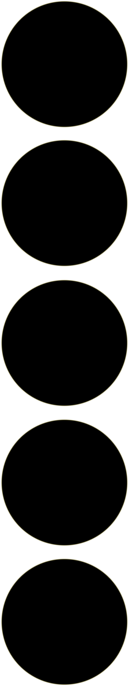 The image features five empty circles arranged vertically on a black background, with no other objects or details visible.