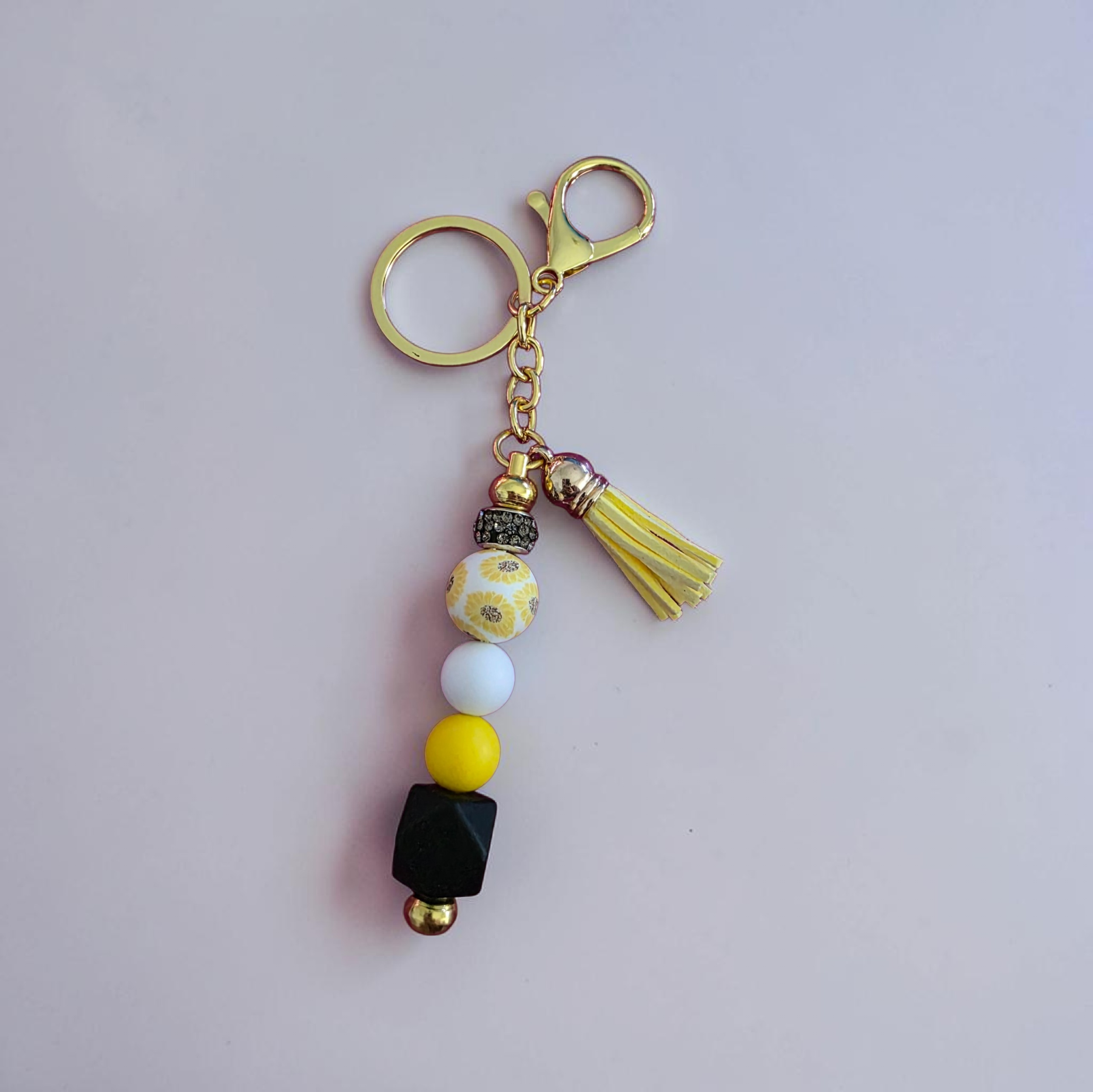 Beaded charm keyring
