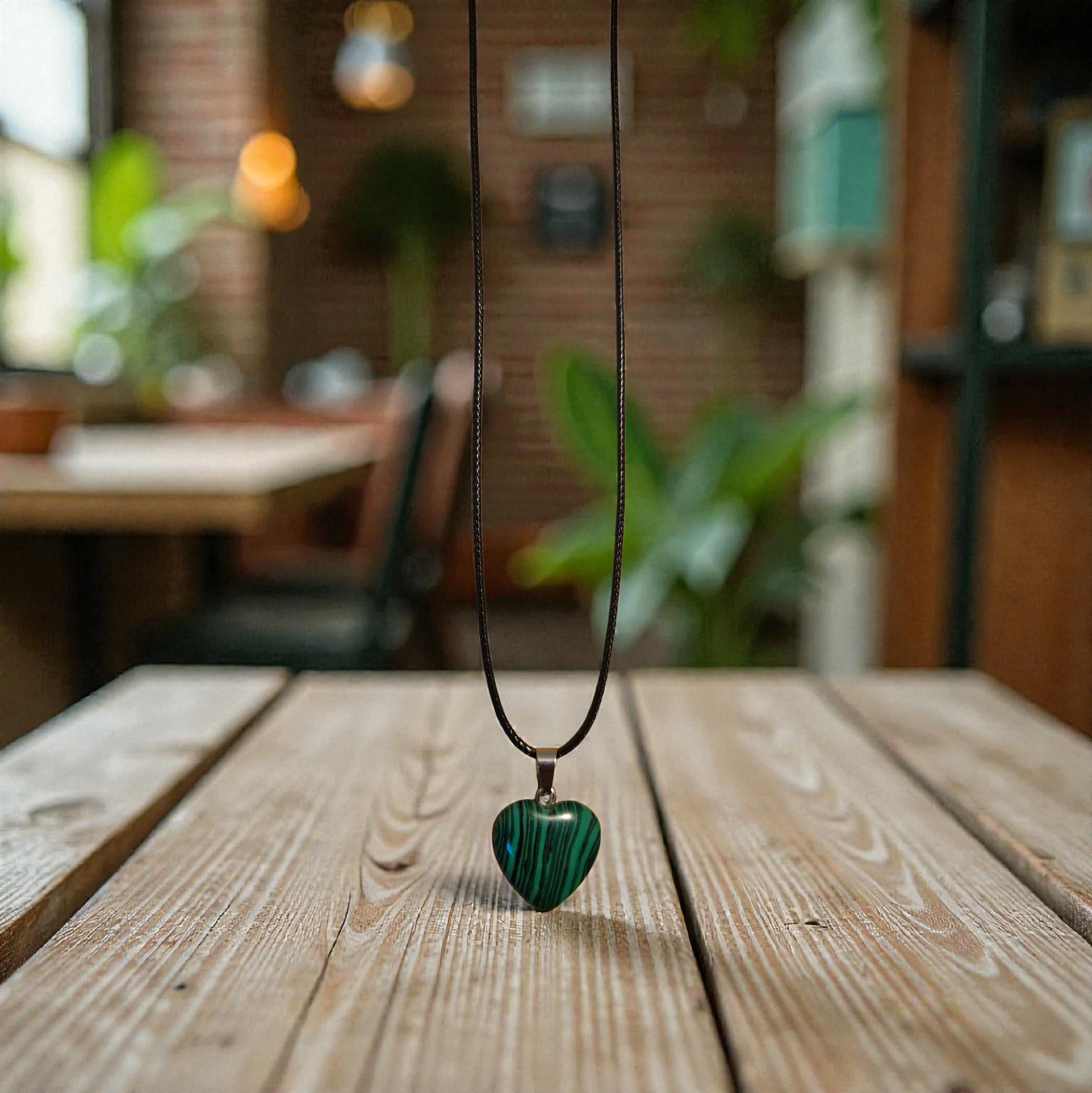Malachite heart pendant necklace