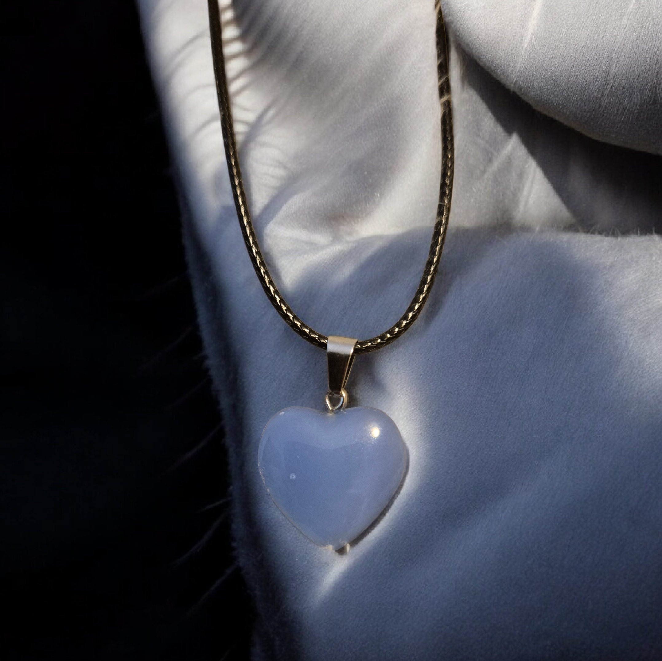 Blue Chalcedony heart necklace