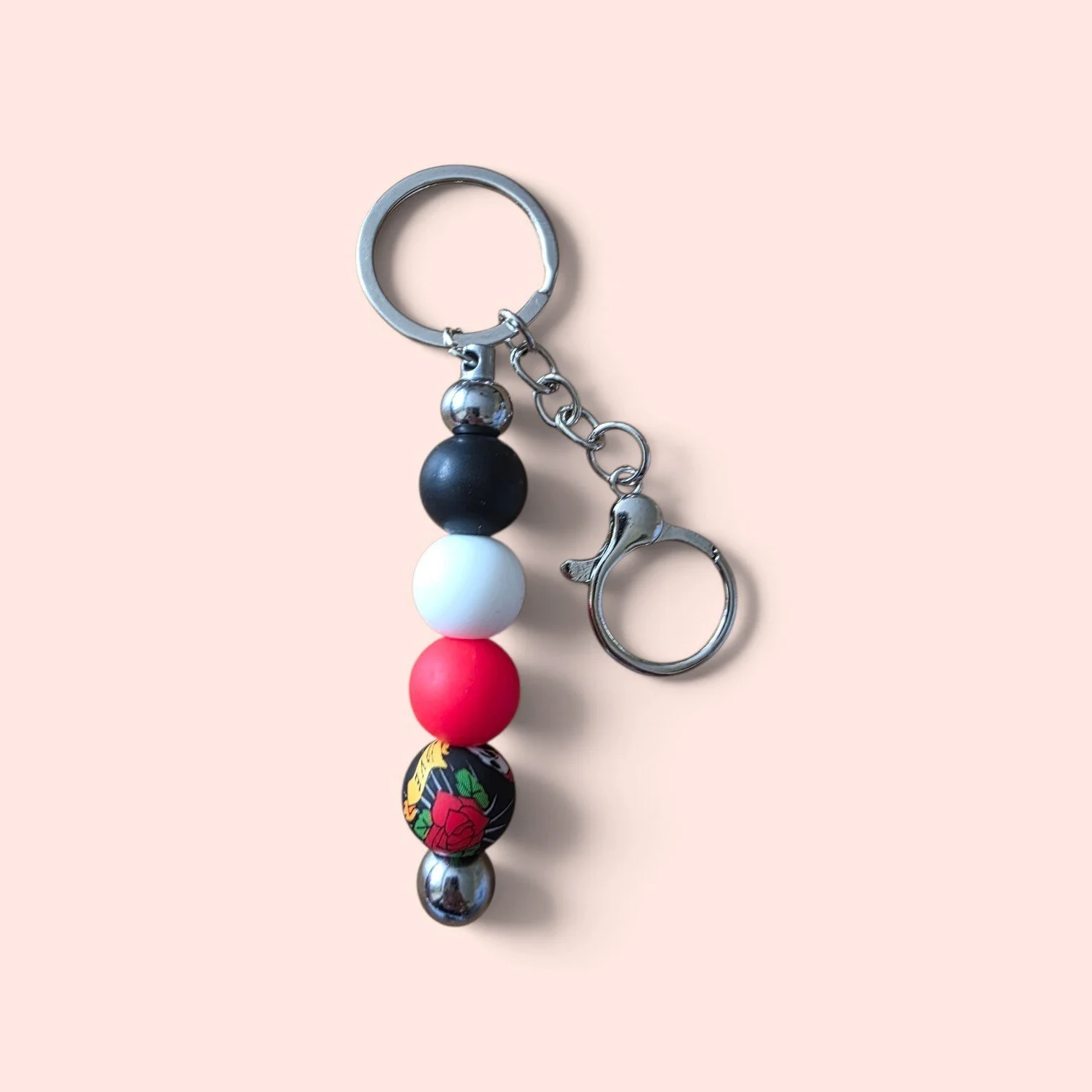 Roses & love bead keyring