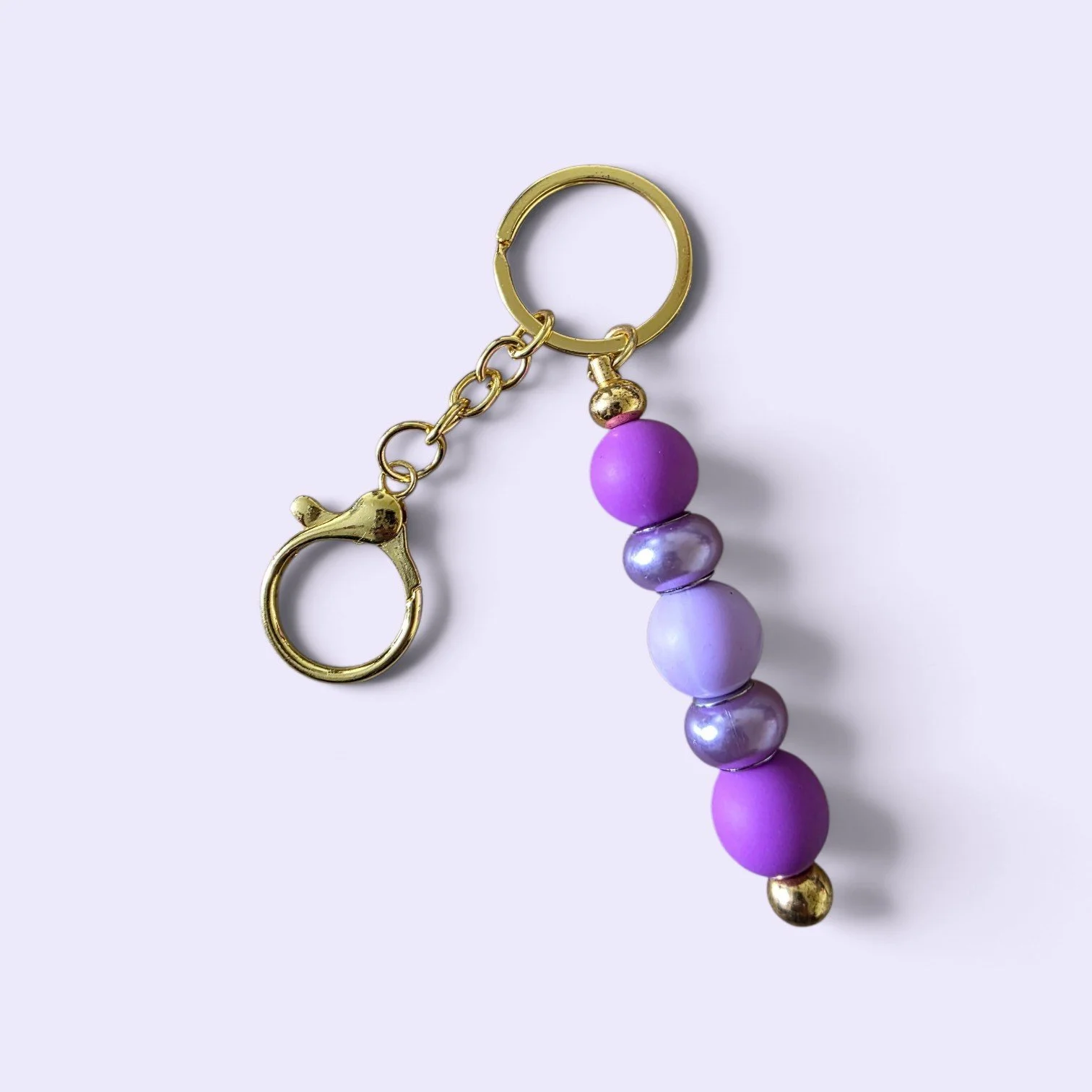 Purple beaded keyring