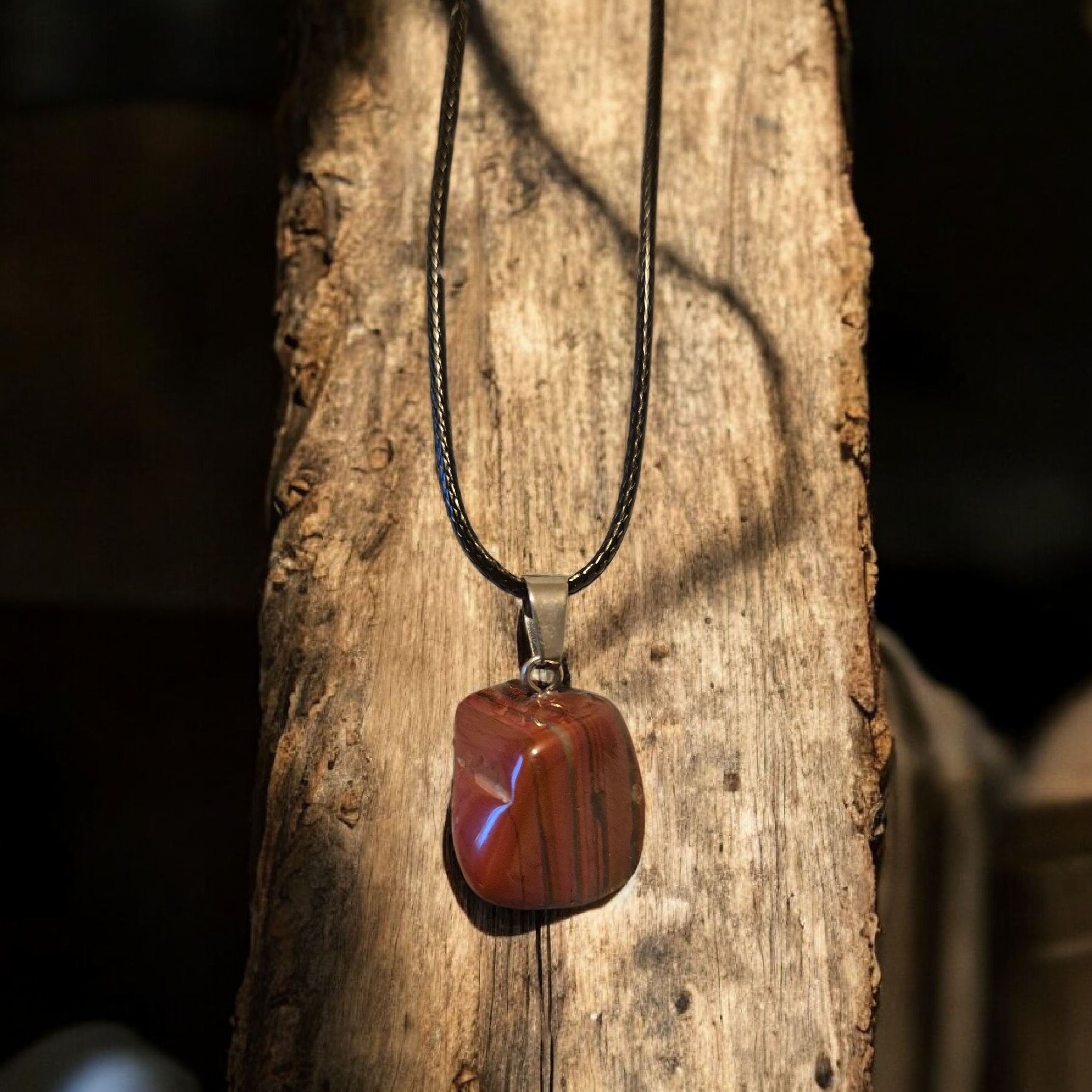 Red Tigers Eye Stone pendant necklace
