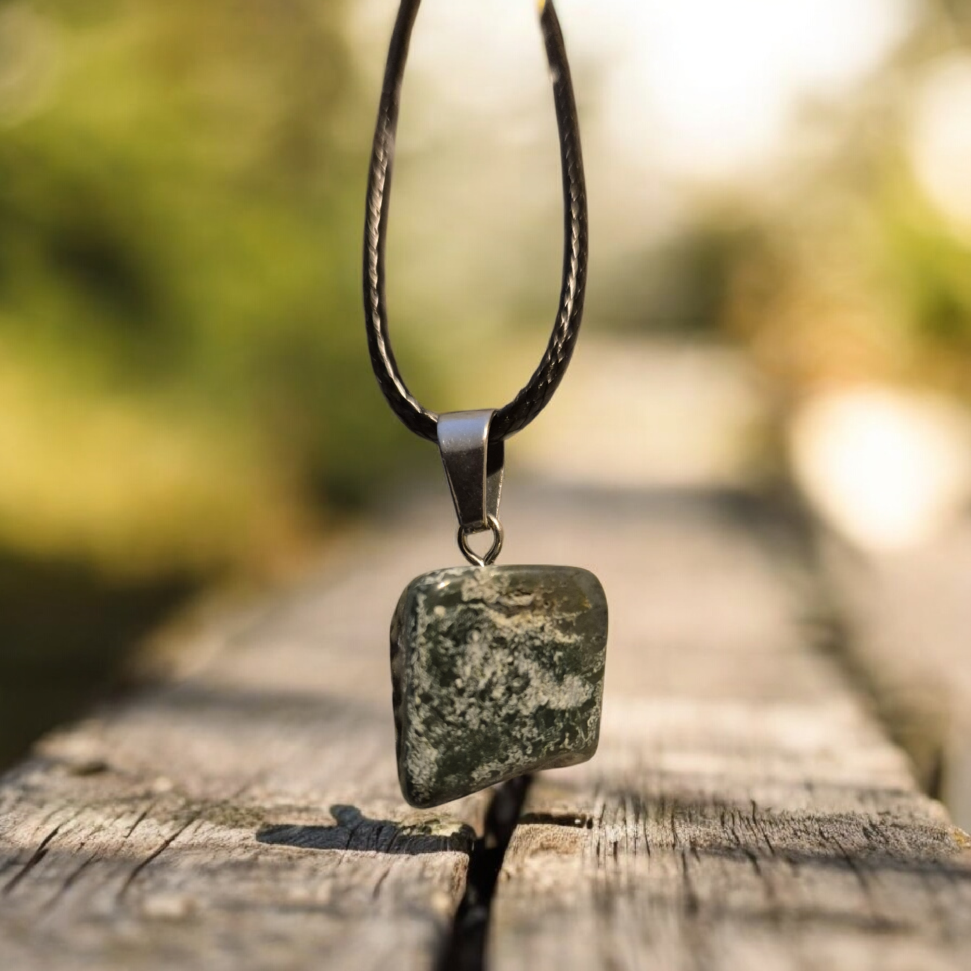 Tree Agate stone charm necklace