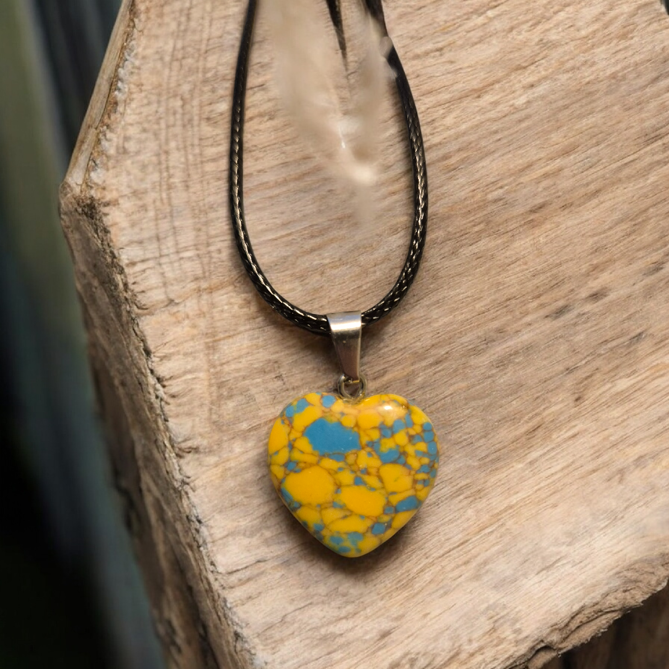 Mohave Yellow Turquoise heart necklace
