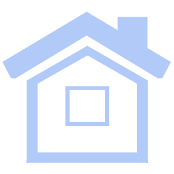 A simple line drawing of a house with a pitched roof and a chimney.