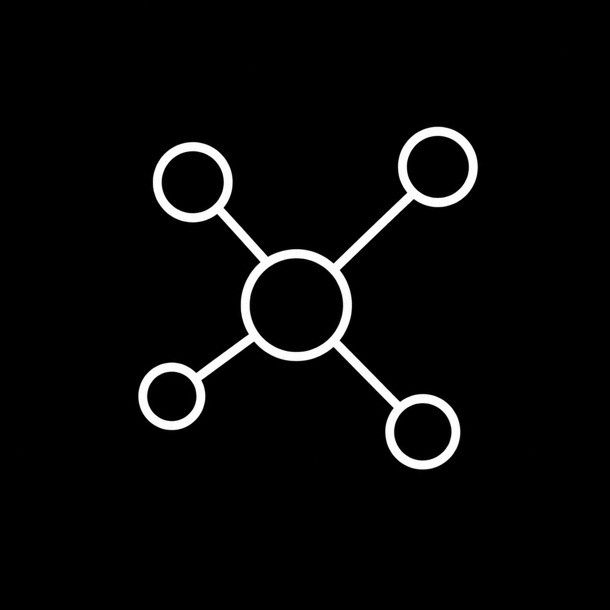 Icon of a central node with several coming from it