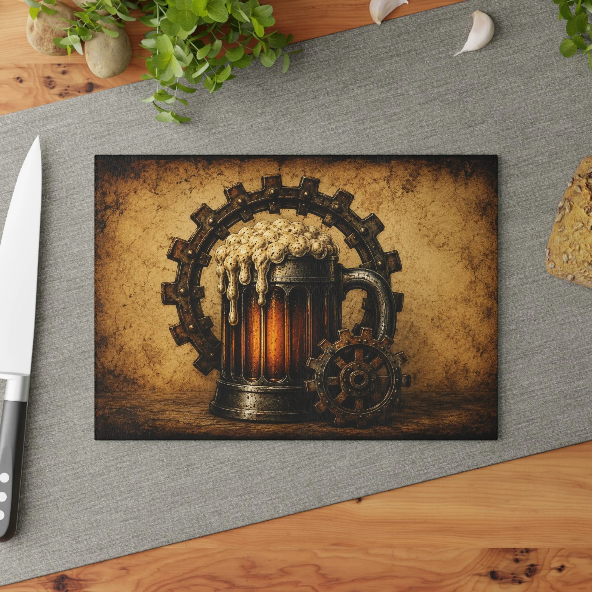 Beers & Gears | Tempered Glass Cutting Board