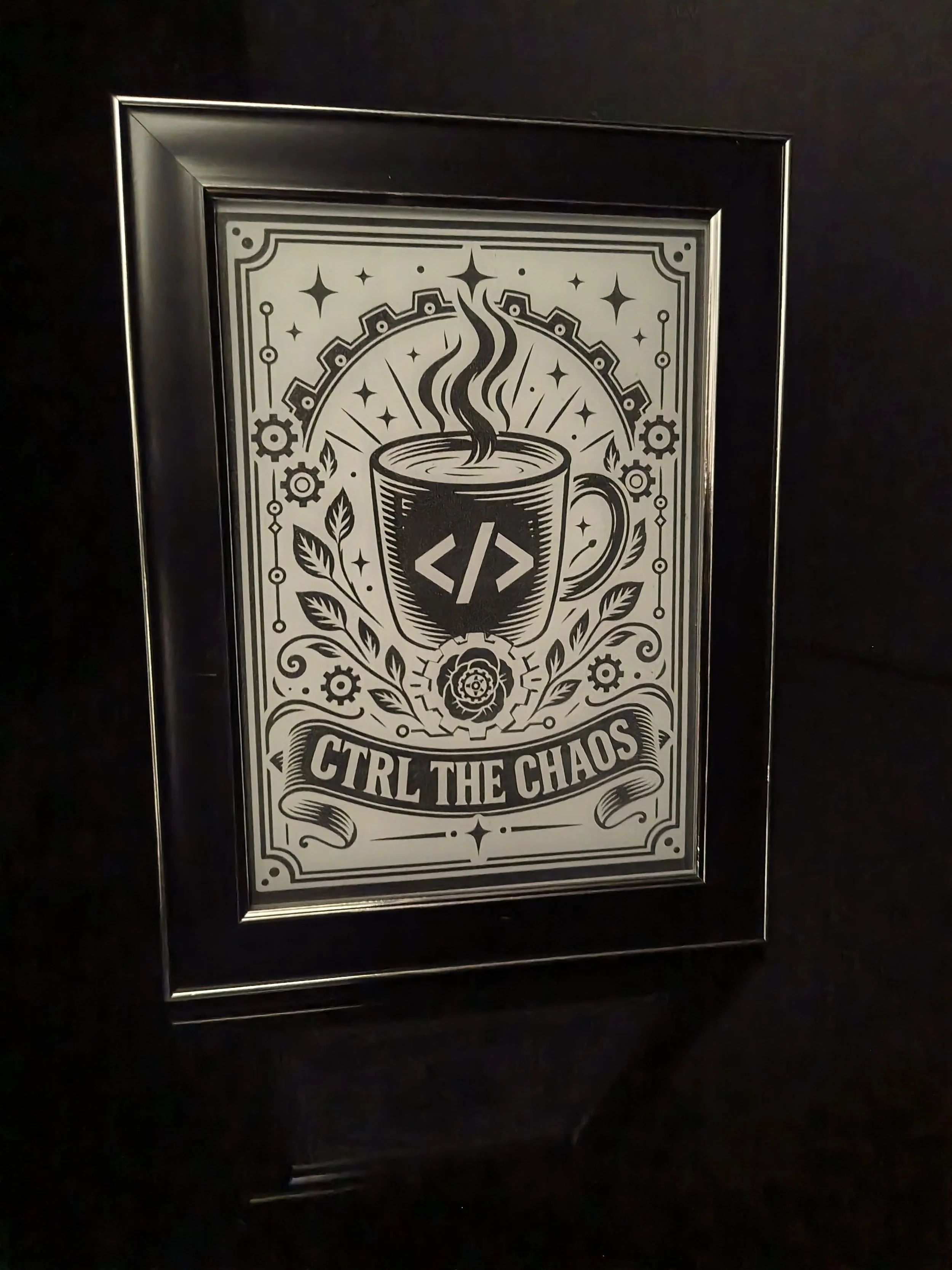 5x7 Framed Laser-Etched Glass Art