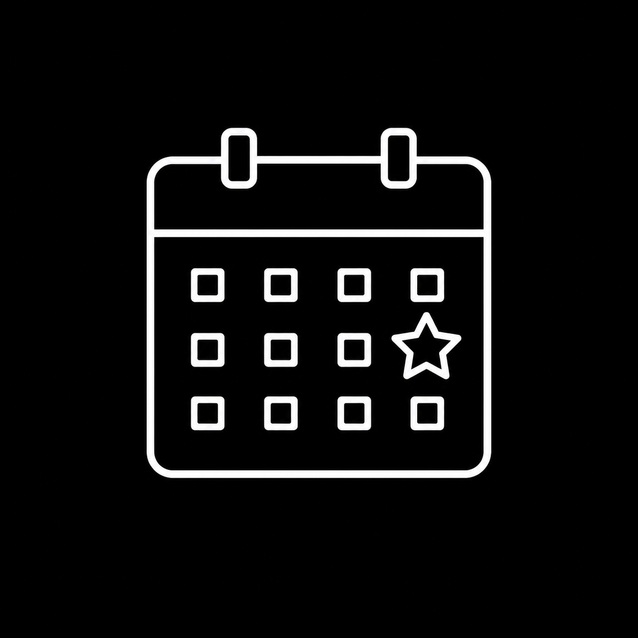 Icon of a calendar with a star on one of the dates