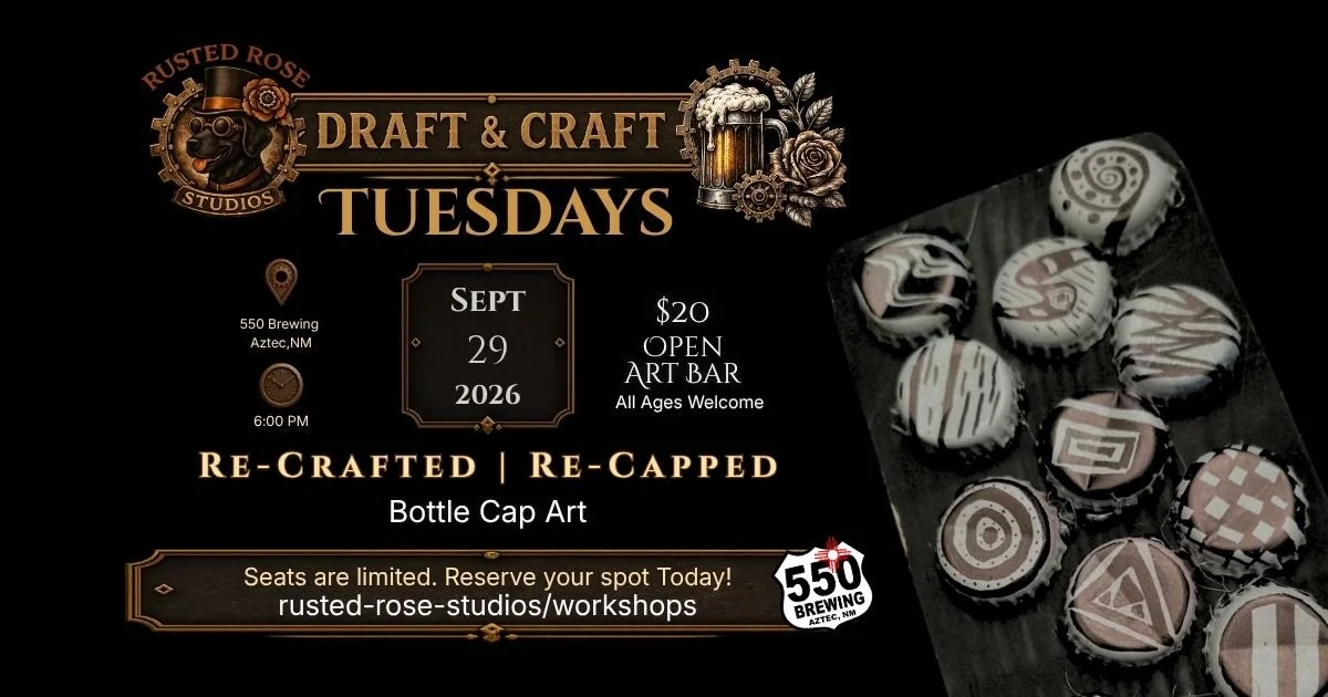 Re-Crafted: Bottle Cap Creations | RUSTED ROSE DRAFT &amp; CRAFT WORKSHOPS 