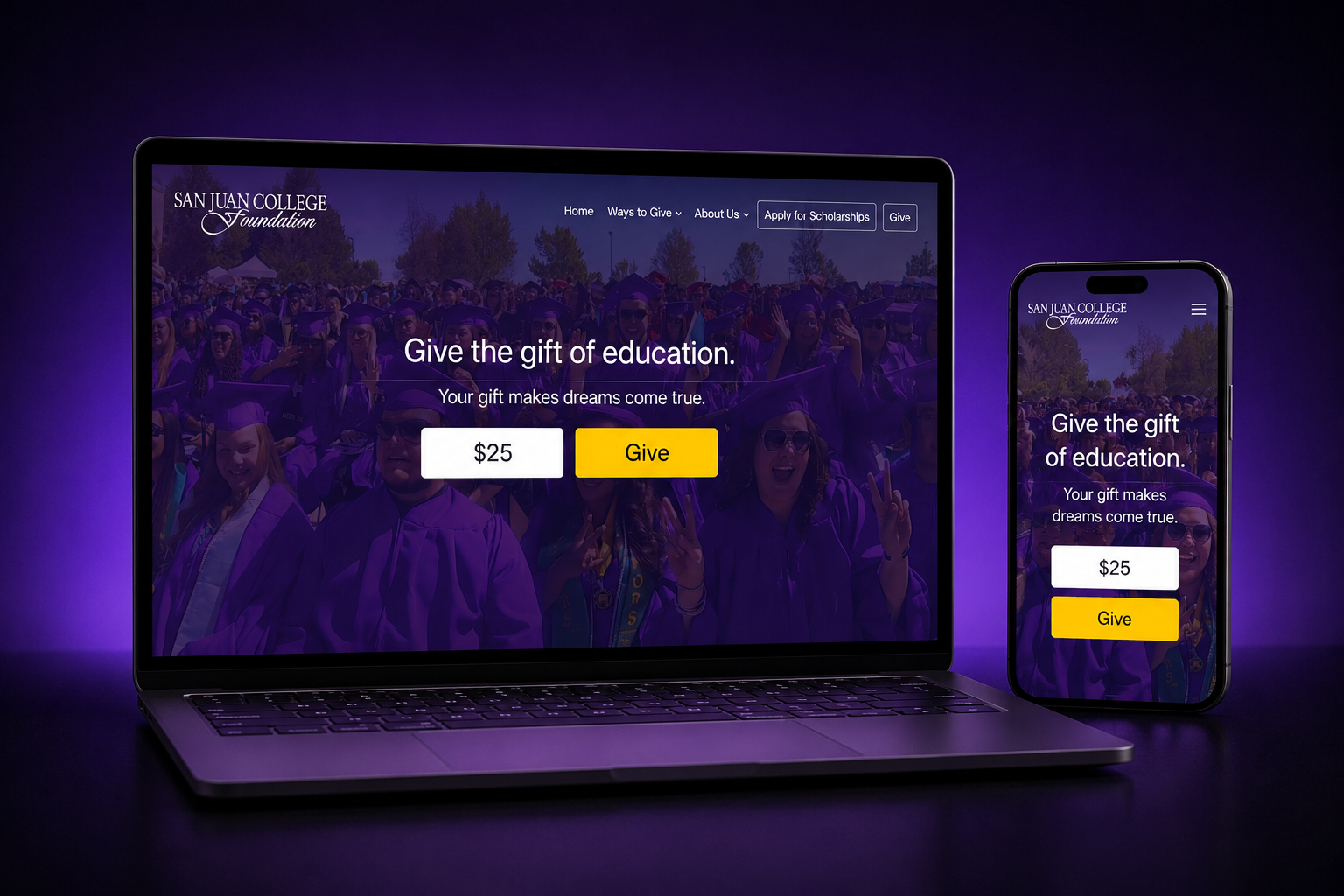 Desktop and mobile screenshot of the SJC Foundation Home Page