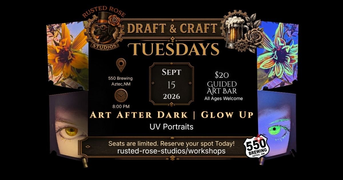 Art After Dark: UV Portraits | RUSTED ROSE DRAFTS &amp; CRAFTS WORKSHOPS 