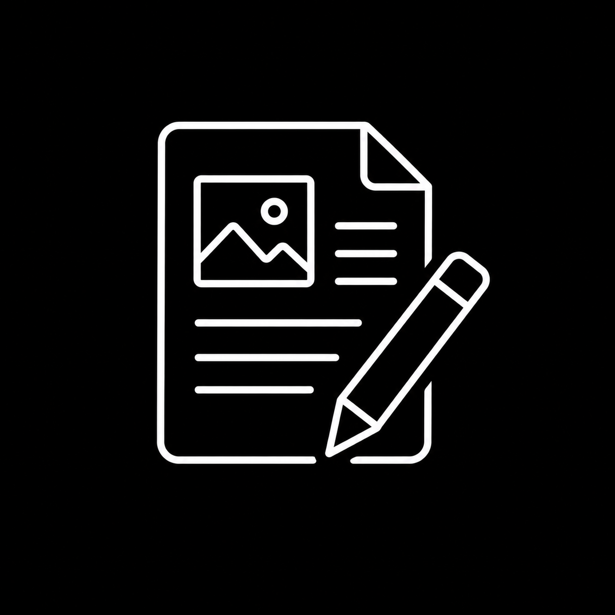 Icon of a pencil and a page