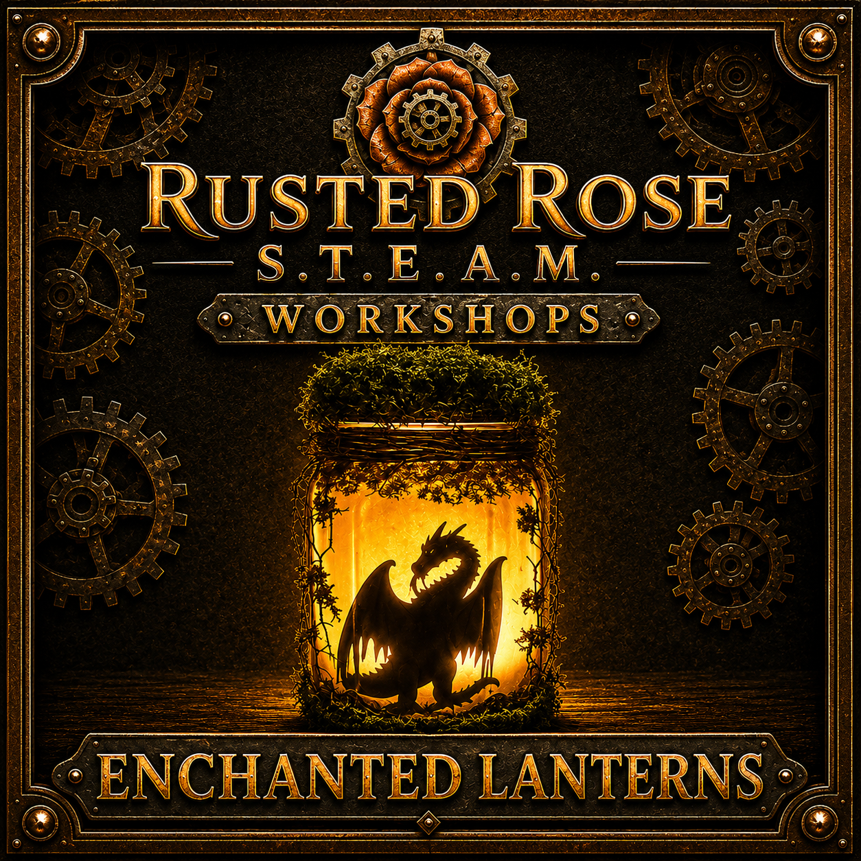 Enchanted lanterns event card showing a dragon silhouette in a lit jar