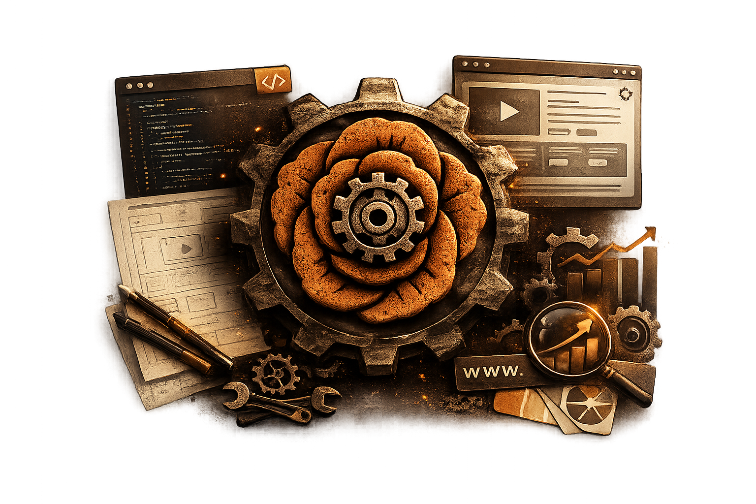 Rusted Rose Logo with Dev for web icons and imagery