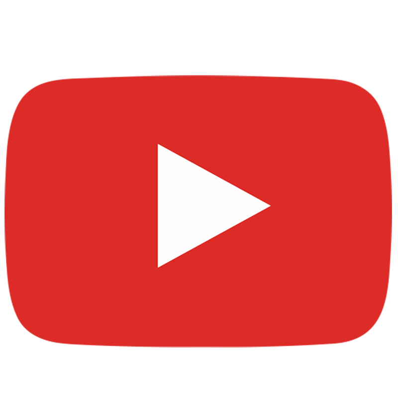 YouTube play button logo, red rectangle with white triangle pointing right.