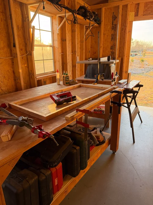 Handcrafted wood stretcher bars in production