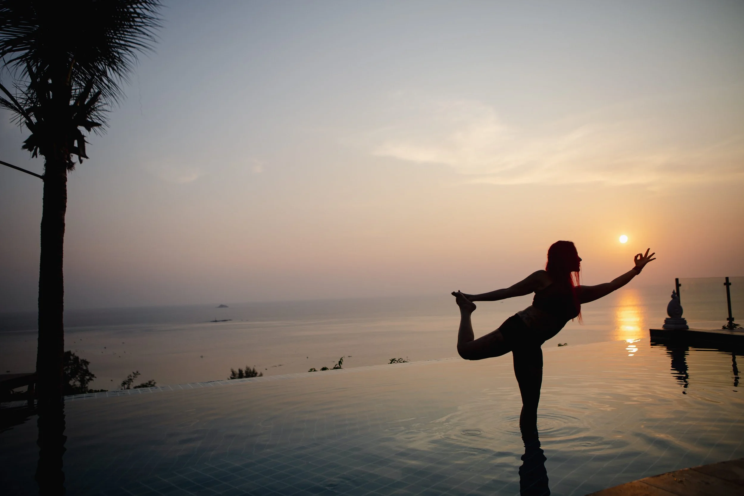 Lianna practising yoga in Thailand