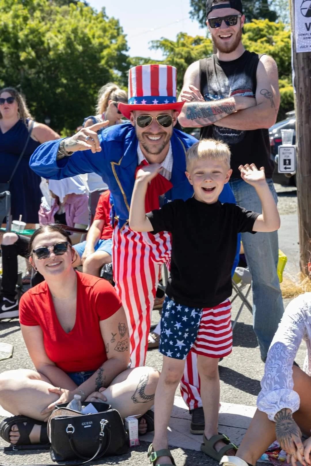 Kids waving, parade, 4th of July, United States of America, Independence Day, Tim Davis Photography