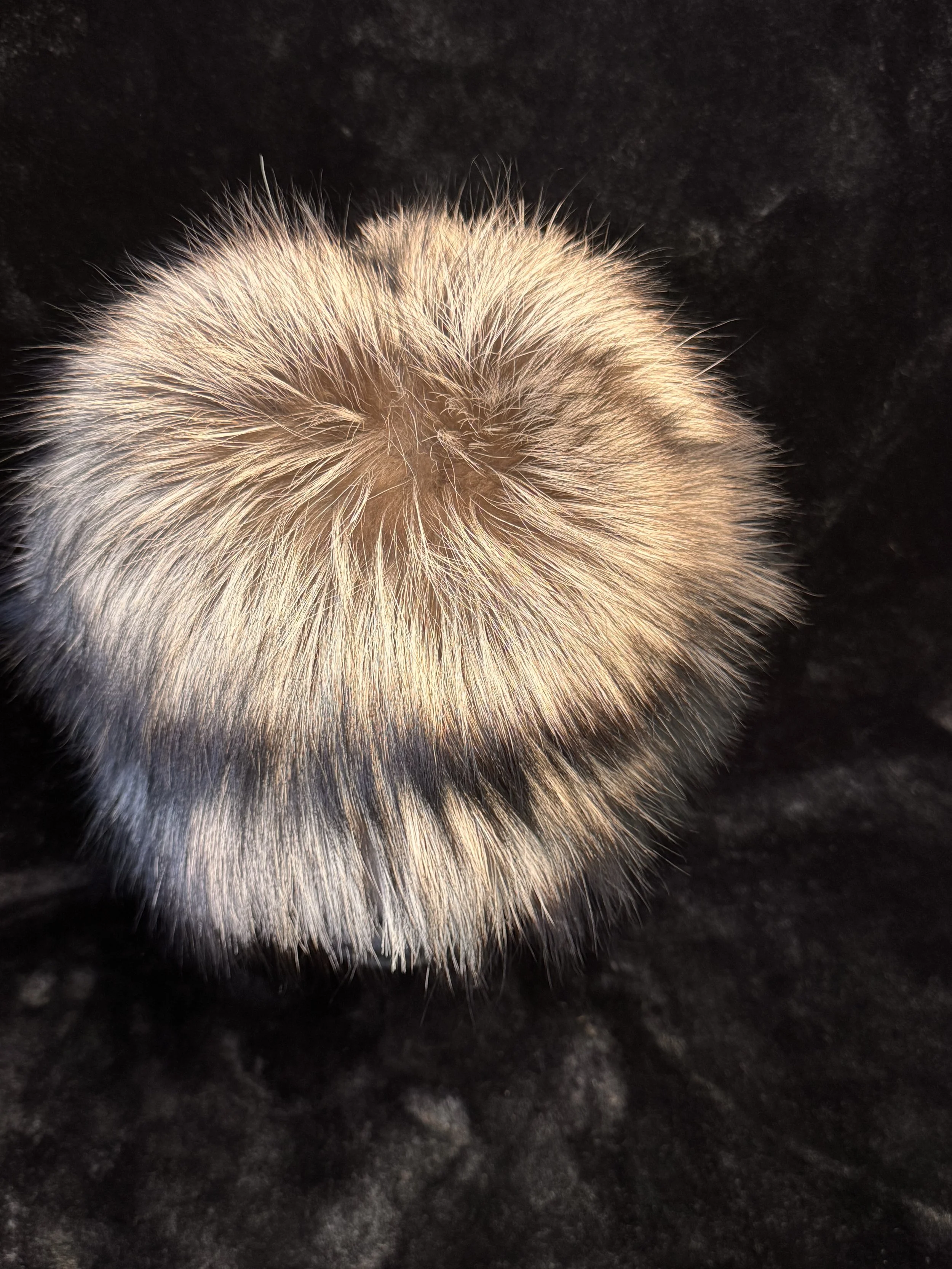 Silver fox fur hat without tail