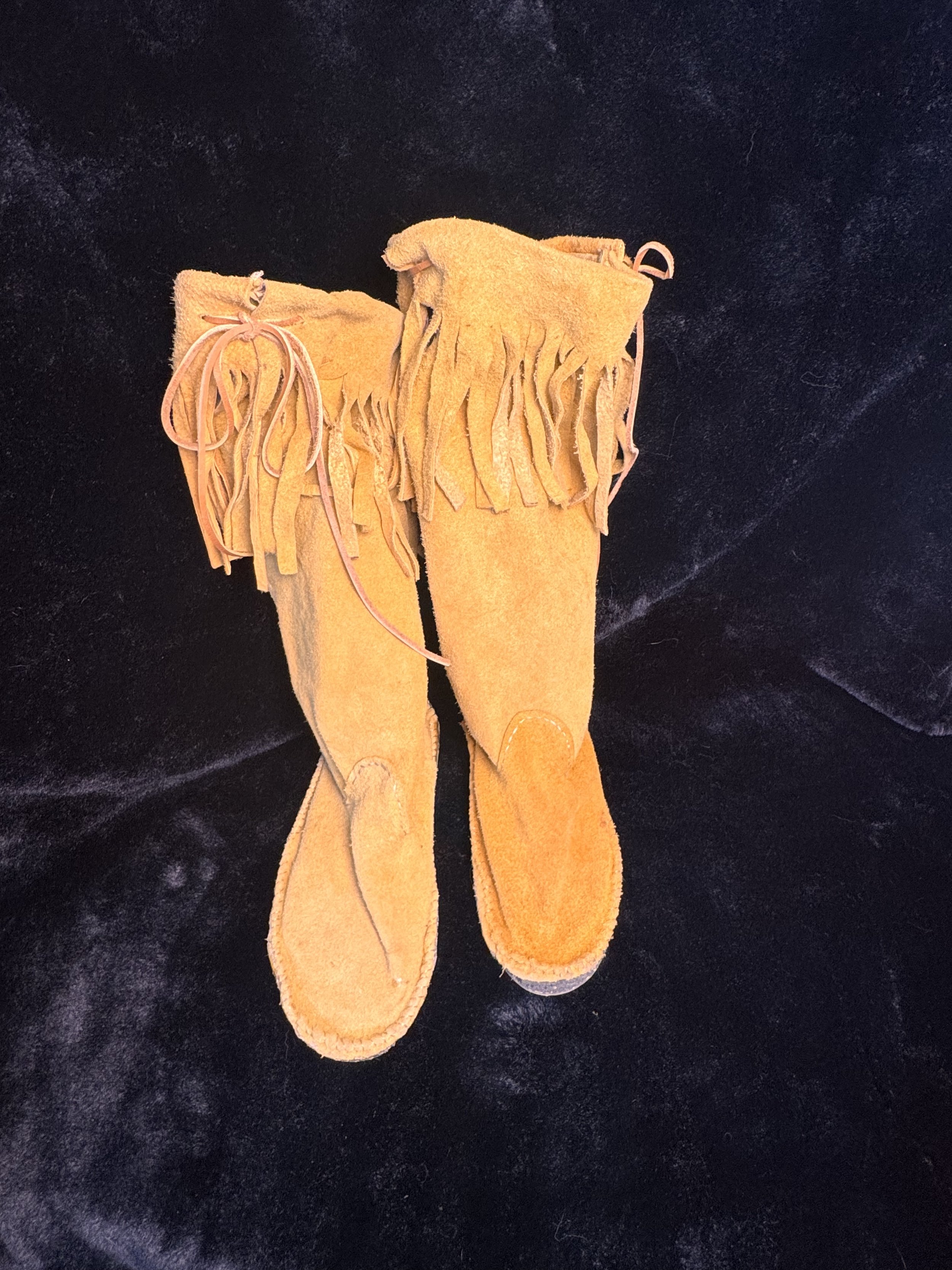 High top fringed deer hide boots