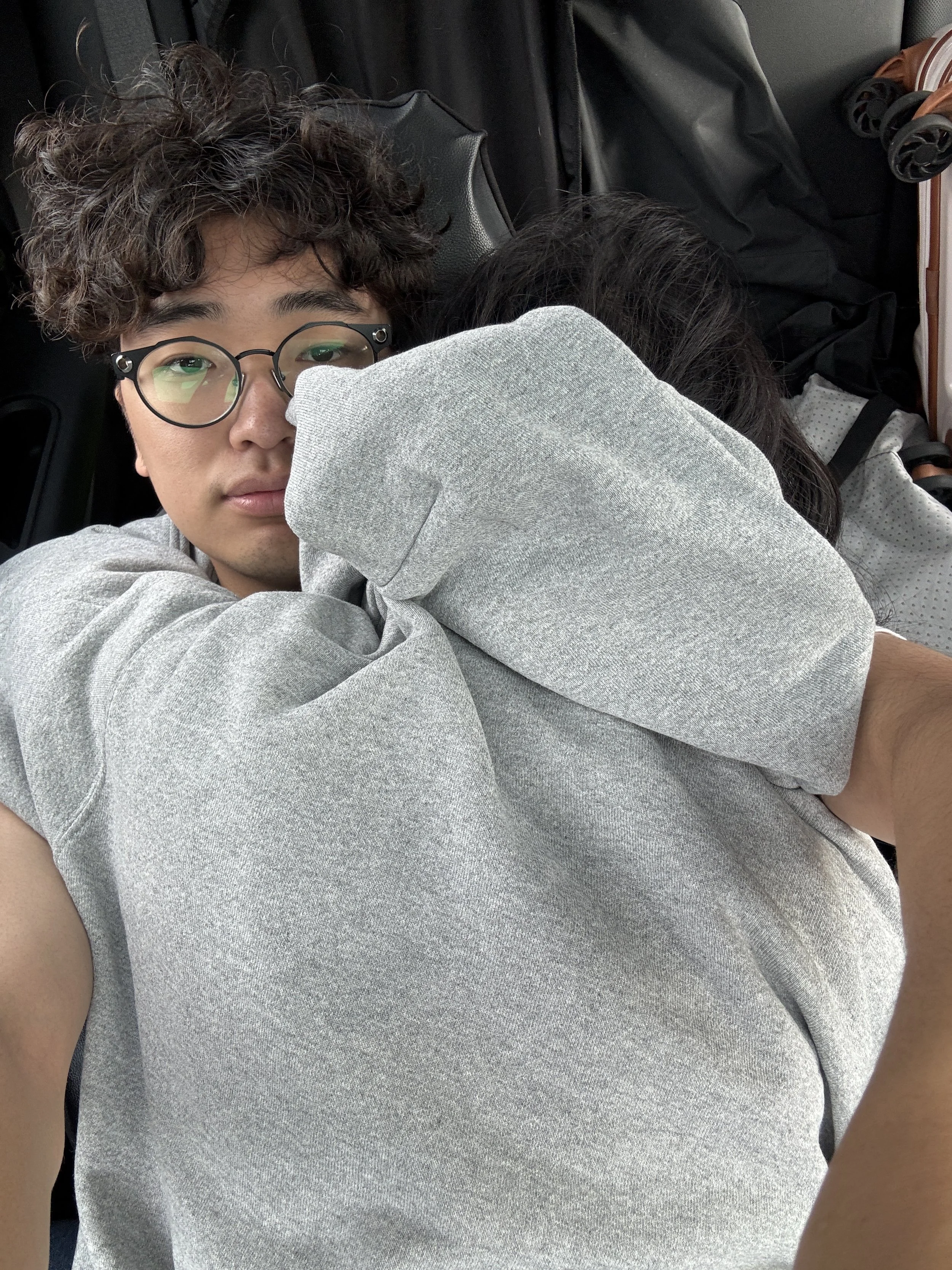 bannah and beiji airport cuddles - I bet you didn't even know i took this picture, but cuddles with you is soooo 