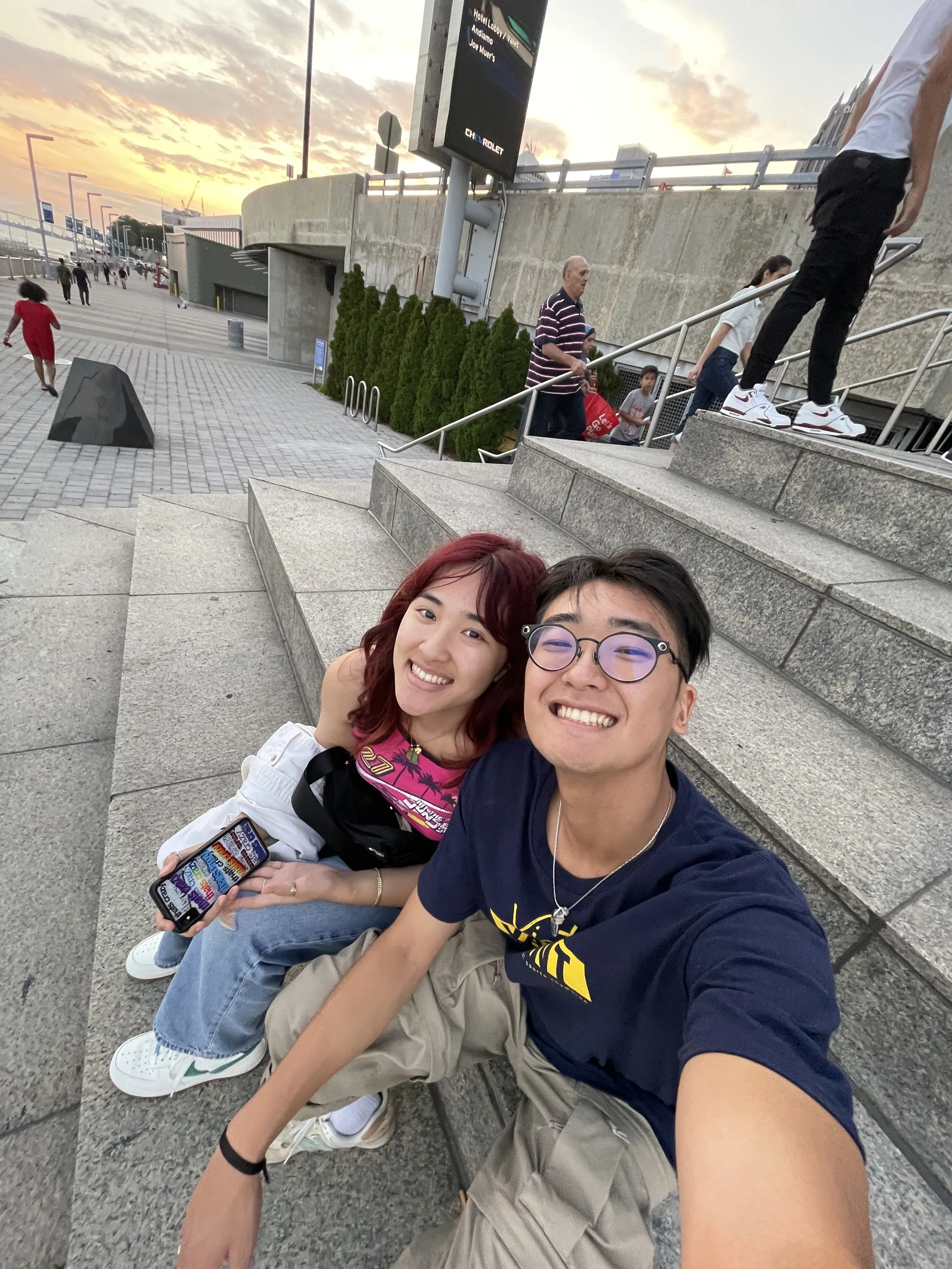 bannah and beiji in detroit - sitting on the riverside, everything felt so right