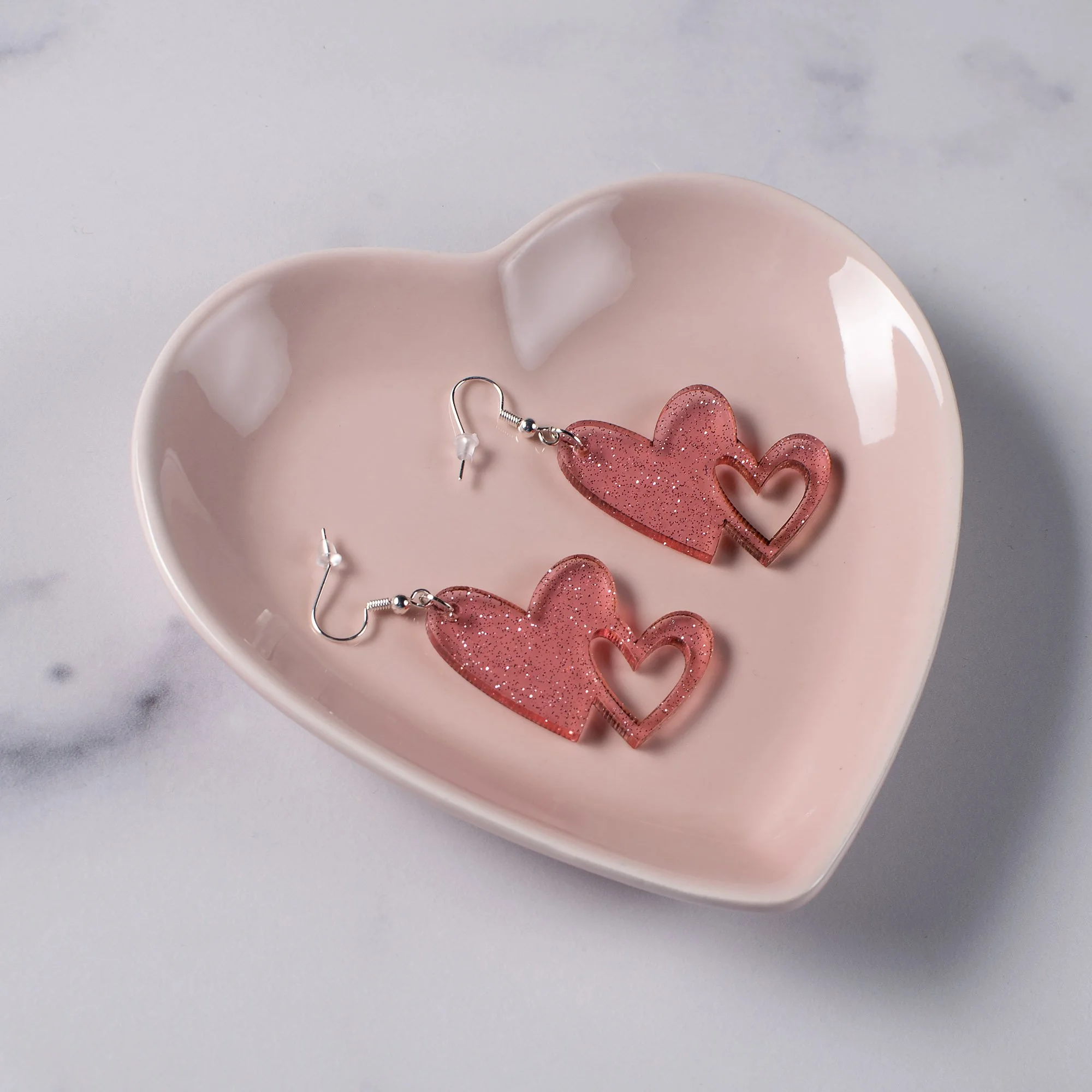 Sparkly Pink Heart Earrings in Heart Dish copy.jpg