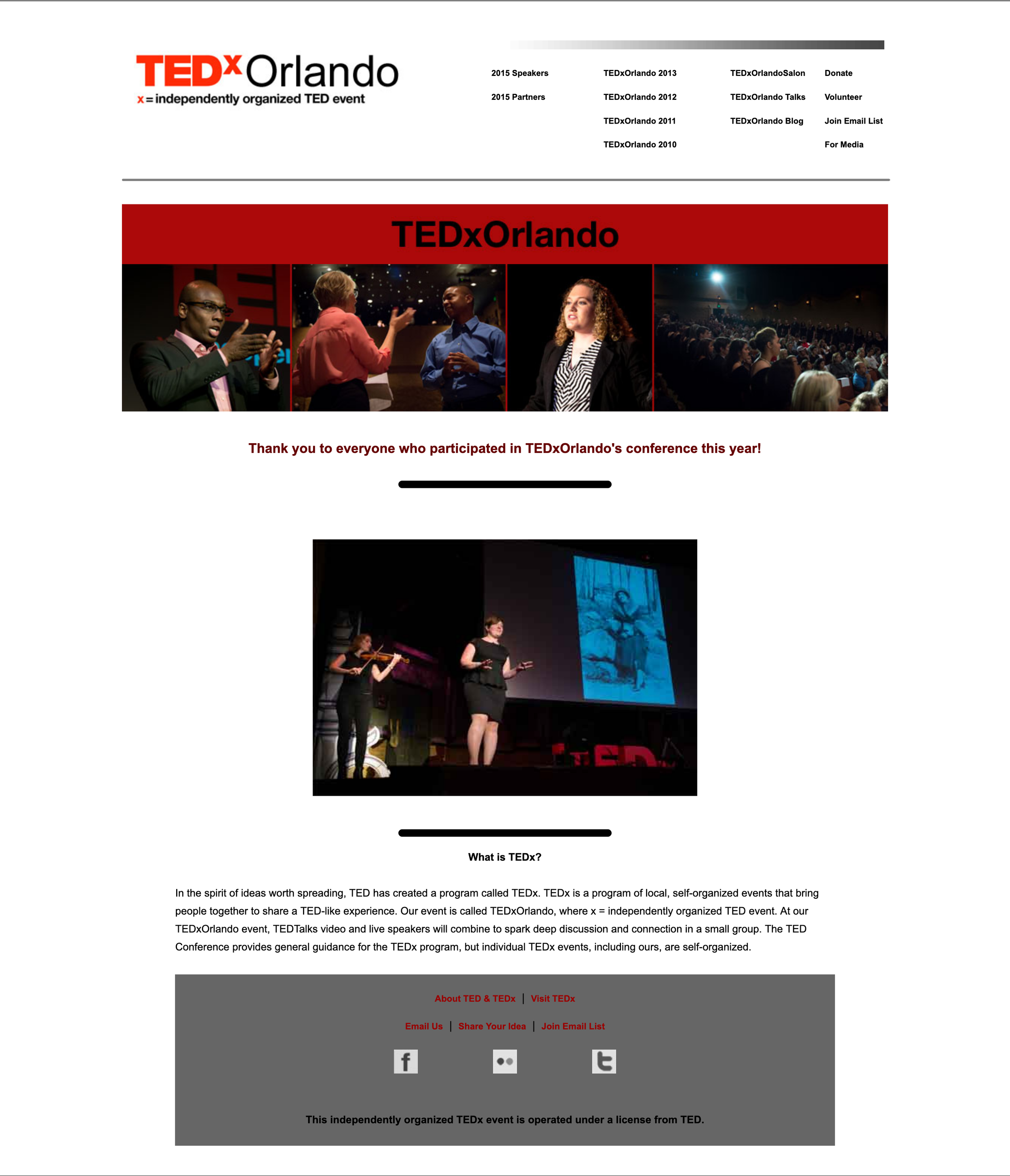 Portfolio image TEDxOrlando website.