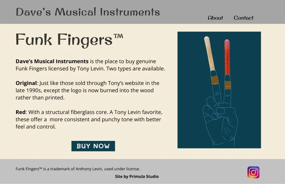 Image of Dave's Musical Instruments website.