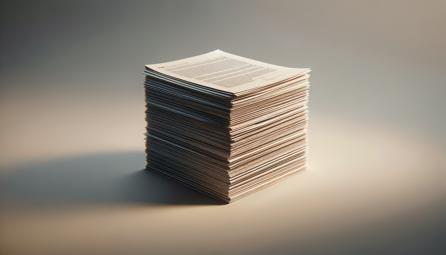 A large stack of legal or official documents with printed text on a plain surface in soft light. Term Insurance