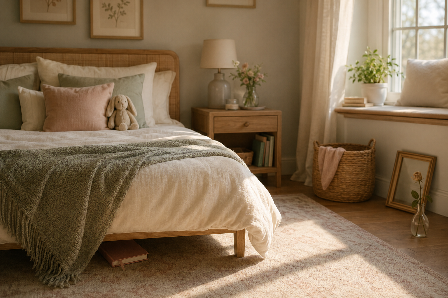 A warm, carefully decorated childhood bedroom with a hidden journal, empty frame, and fading flower symbolizing the unseen nature of childhood emotional neglect.