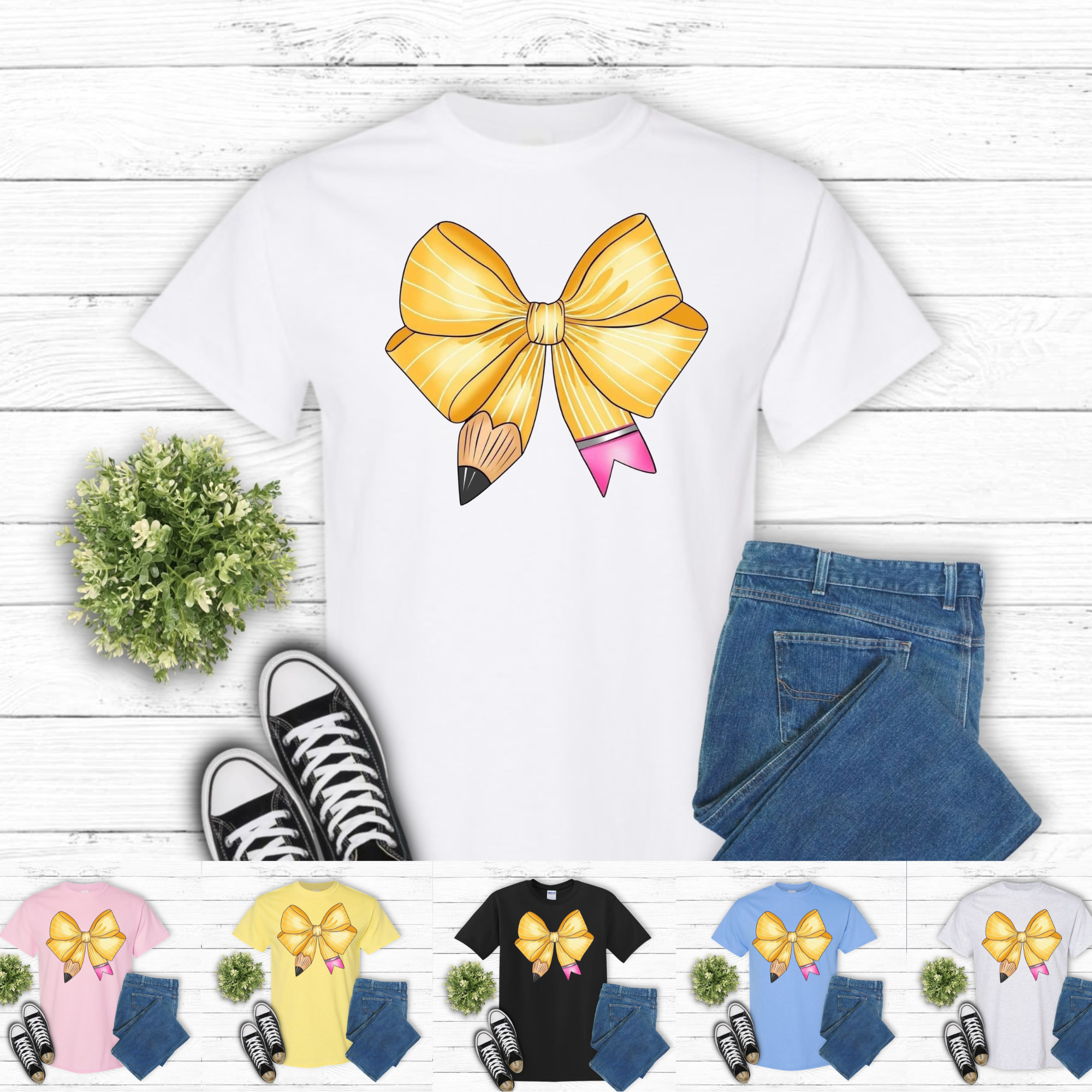 Pencil Bow Tee 🎀✏️