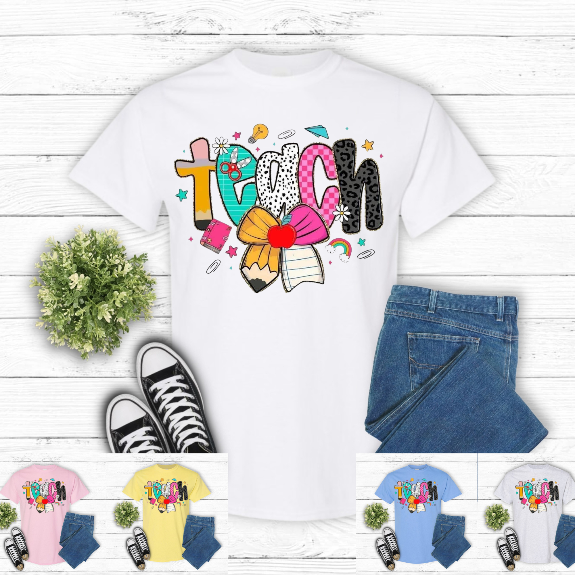 Colorful Teach Statement Tee ✨🍎