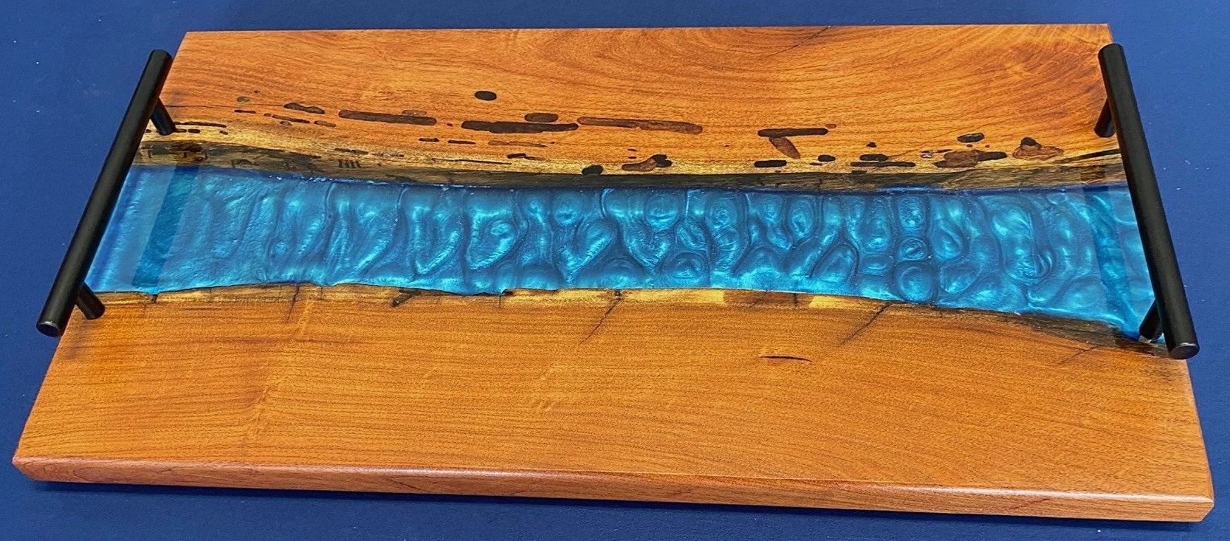 Mesquite / Blue Epoxy Charcuterie Board