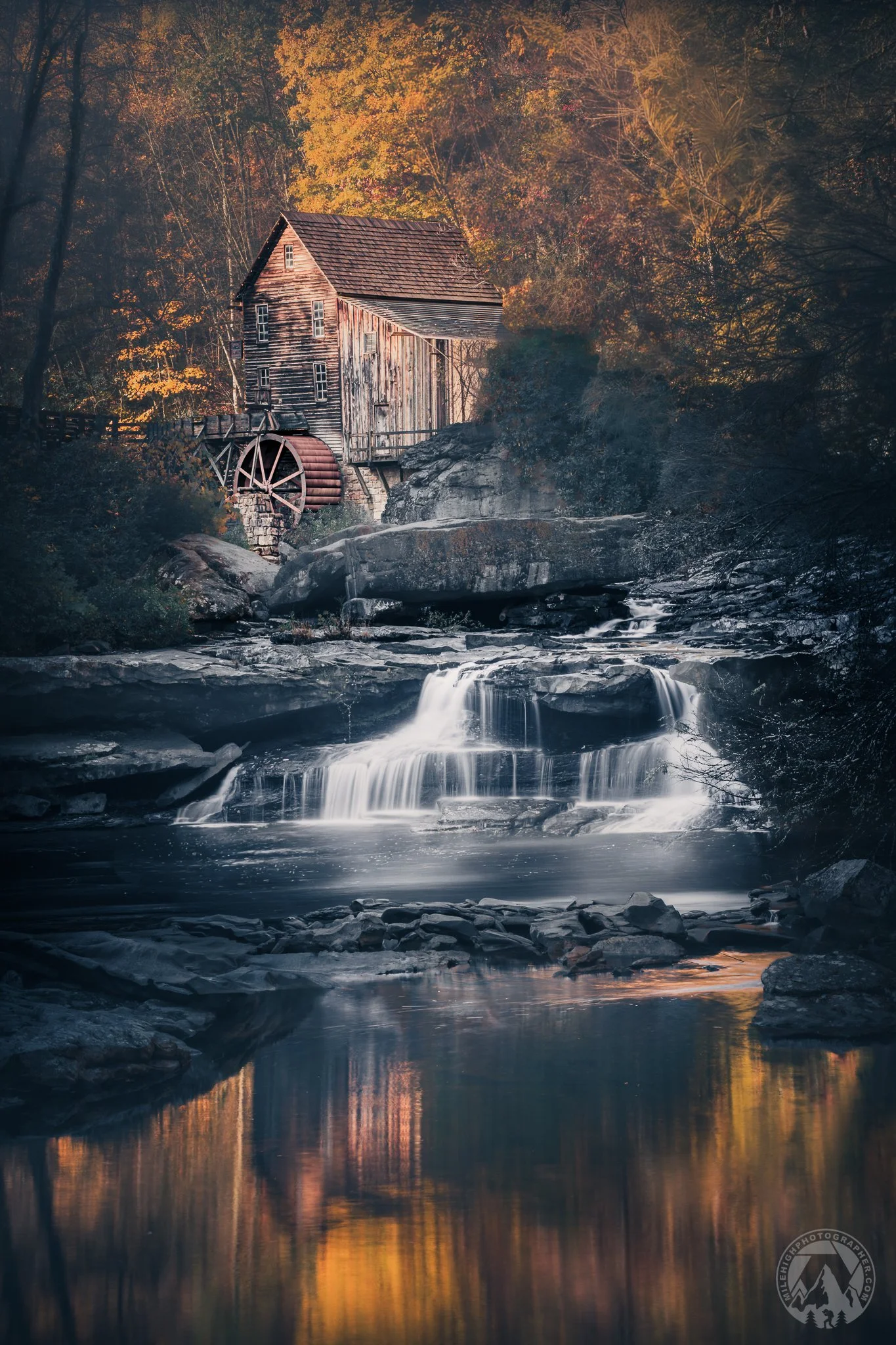 Autimn Mill Reflections on 16" x 24" Linen Paper