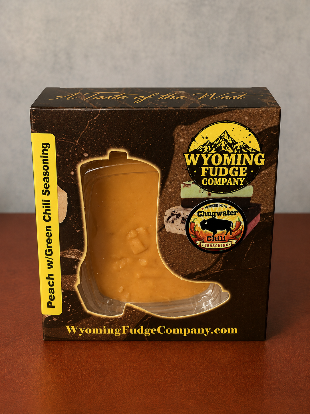 Peach Fudge w/Chugwater Green Chili Seasoning - Wholesale 6 Pack