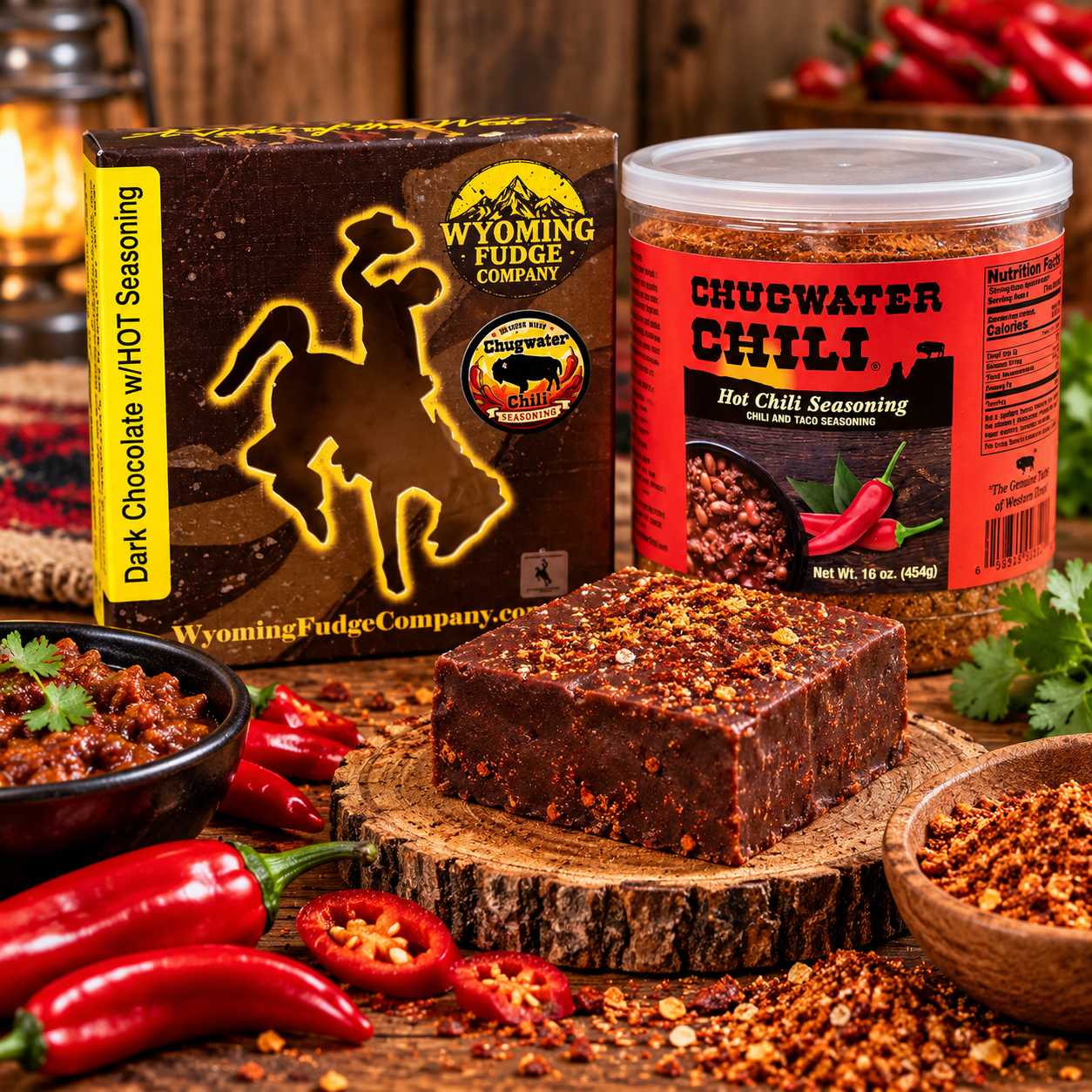 Dark Chocolate Fudge w/Chugwater Chili HOT Seasoning