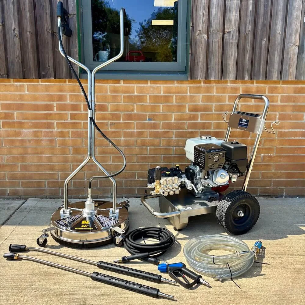 Honda GX390 pressure washing starter kit used for professional patio, driveway, and exterior cleaning