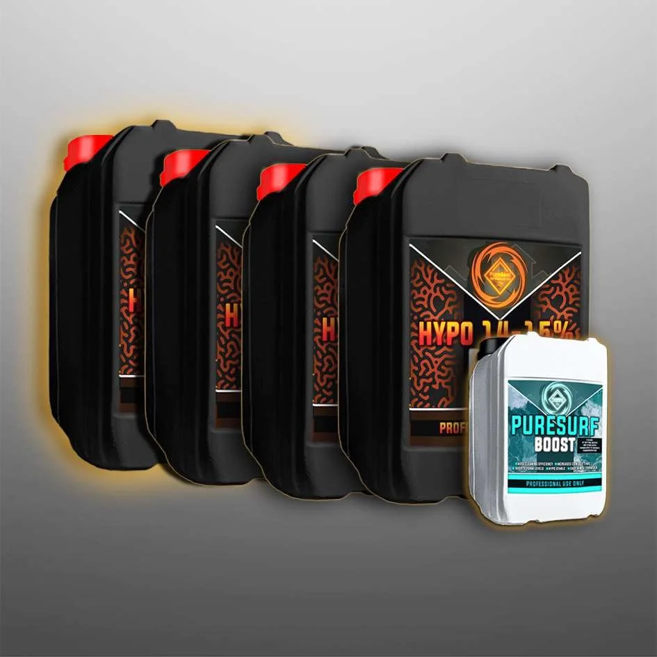 Four bottles of hydroponic and one bottle of surfactant puresurf boost from pureseal