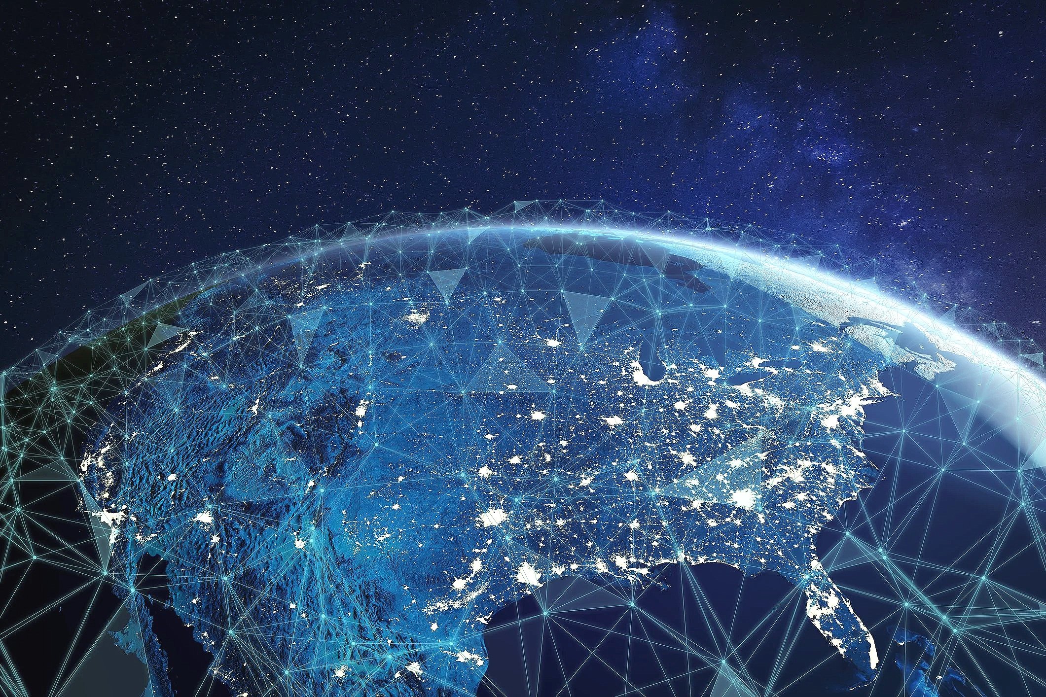 View of the USA from space at night.