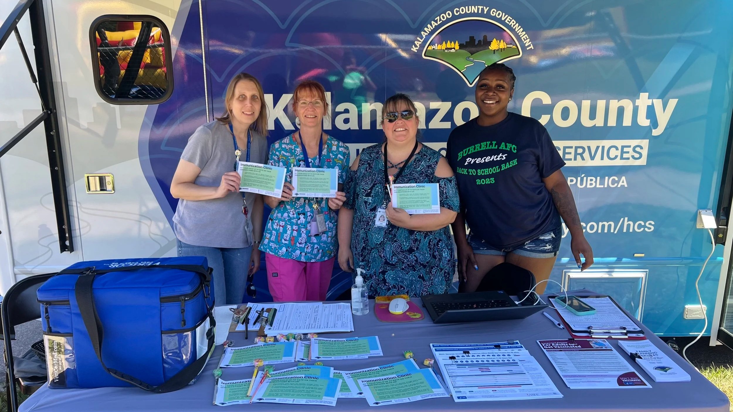 Kalamazoo Community Health Department Founder of Burrell Enterprise’s daughter featured providing Immunizations at Burrell’s Back to School, Kalamazoo Michigan 