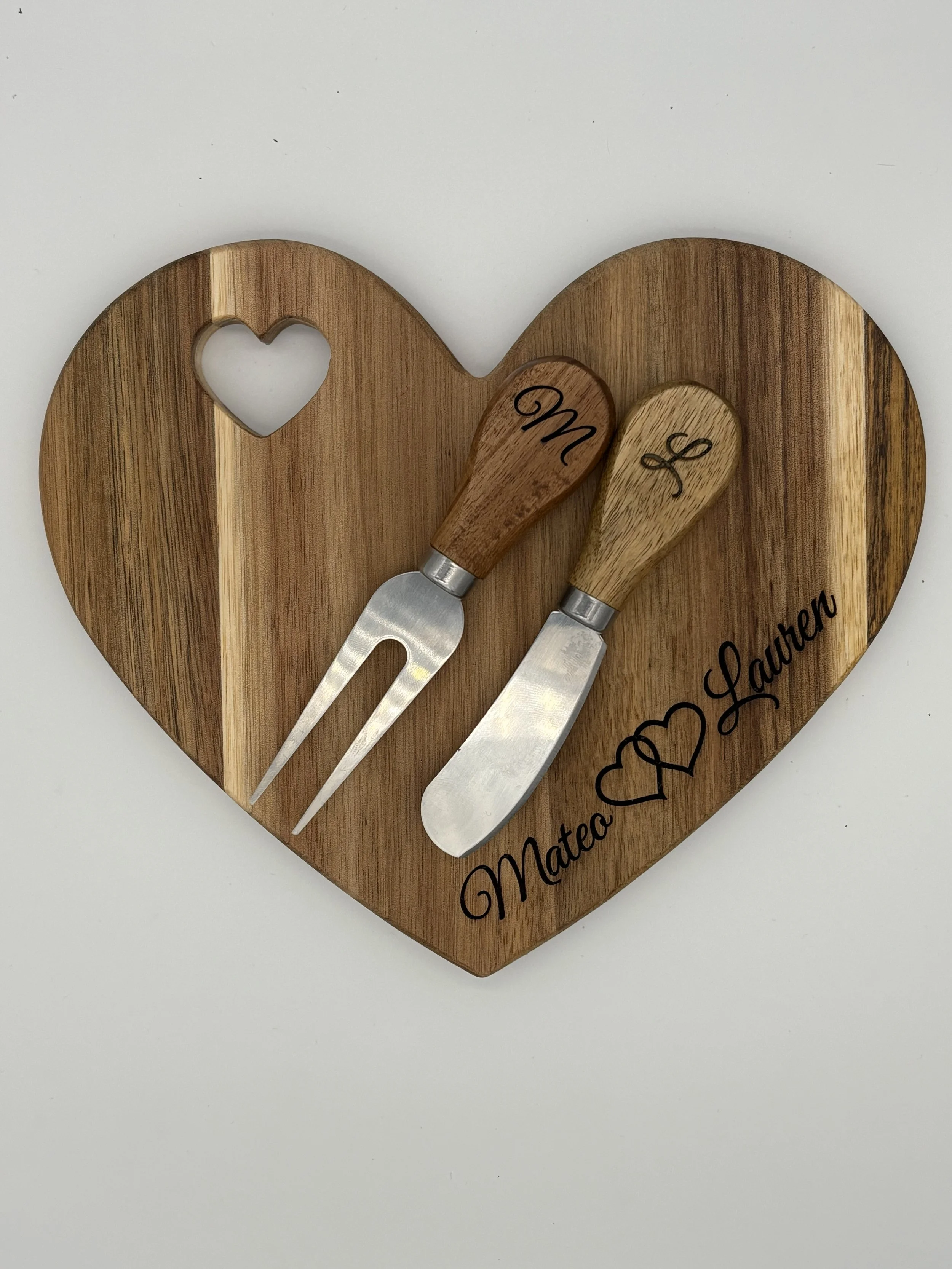 Valentine's wood heart charcuterie board
