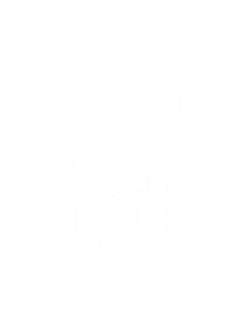 A black and white line drawing of a person wearing glasses and a lab coat, standing in front of a laboratory setup.