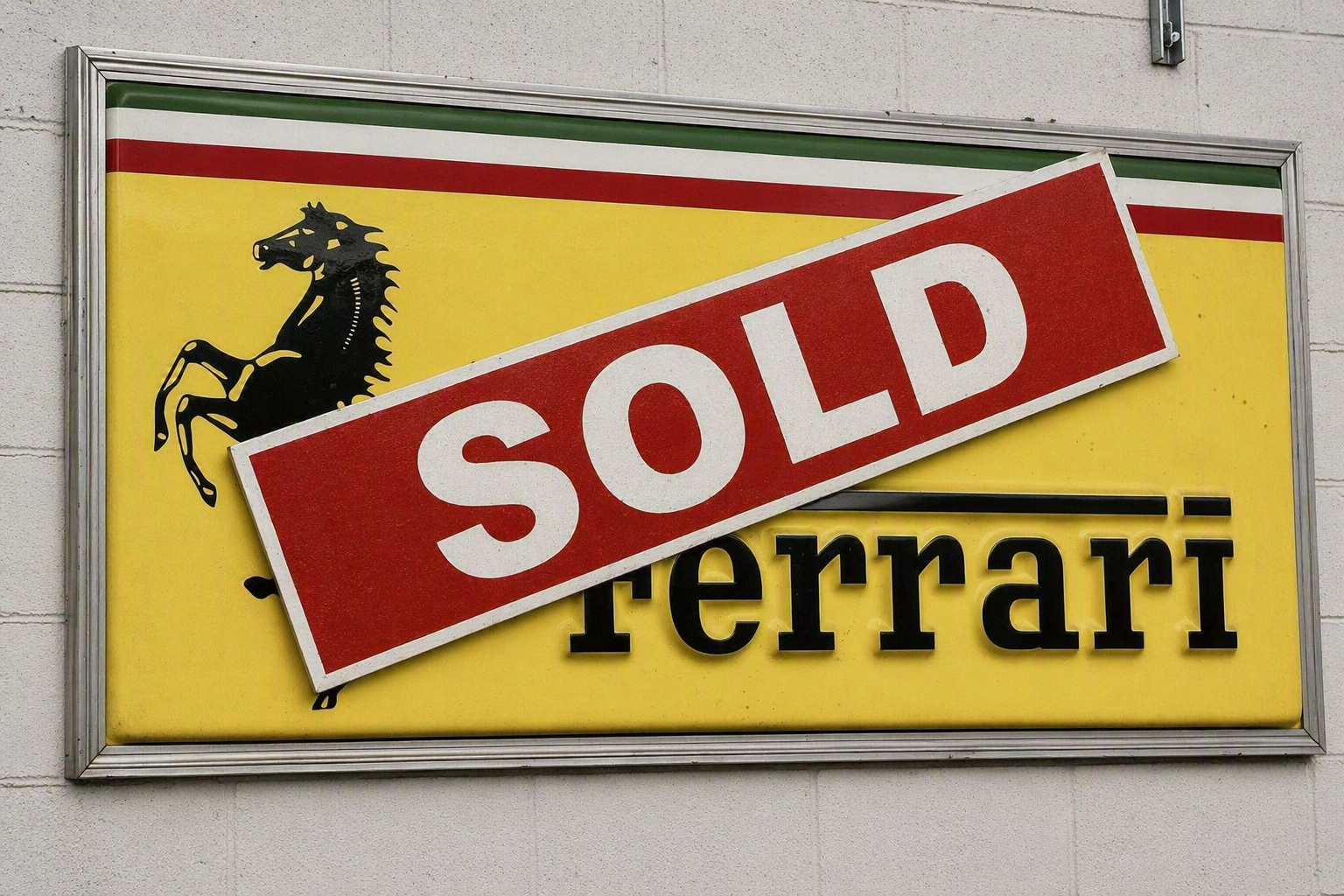 ORIGINAL 1970s Ferrari Dealership Sign – 72" W x 20" H