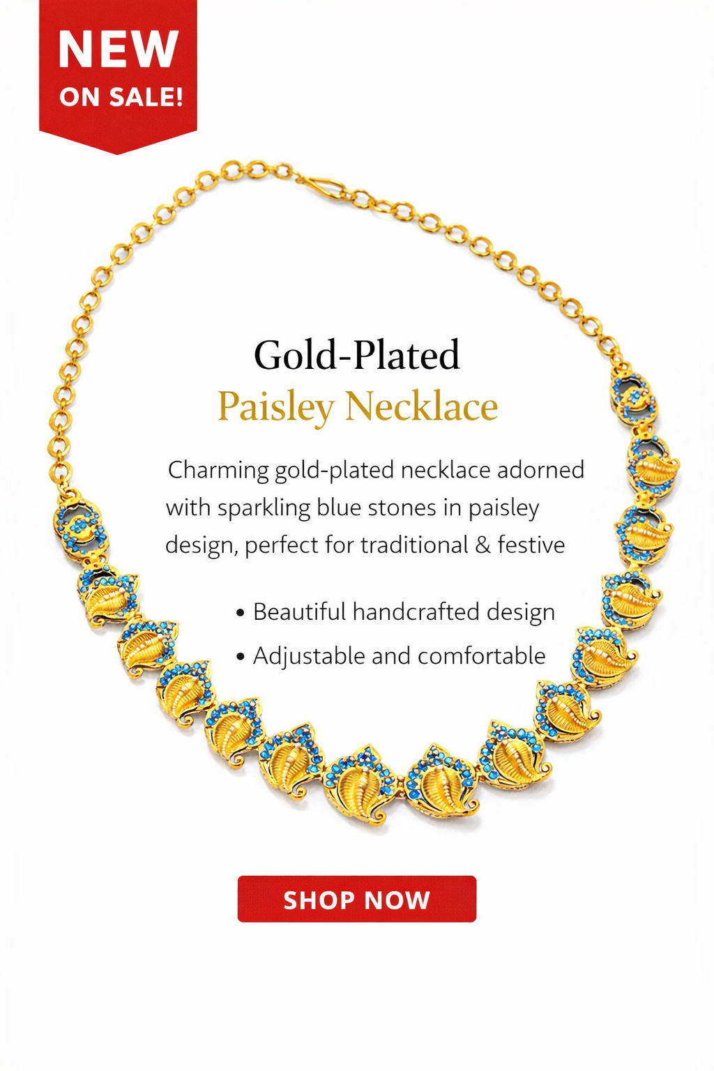 Gold-Plated Paisley Necklace